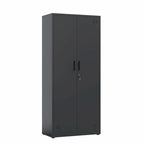 Armoire de rangement métallique blanche à 2 portes avec 4 étagères réglables, usage individuel
