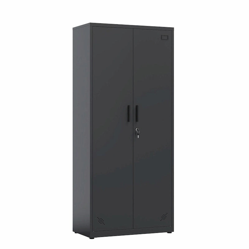 Armoire de rangement métallique blanche à 2 portes avec 4 étagères réglables, usage individuel