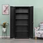 Armoire de rangement métallique blanche à 2 portes avec 4 étagères réglables, usage individuel