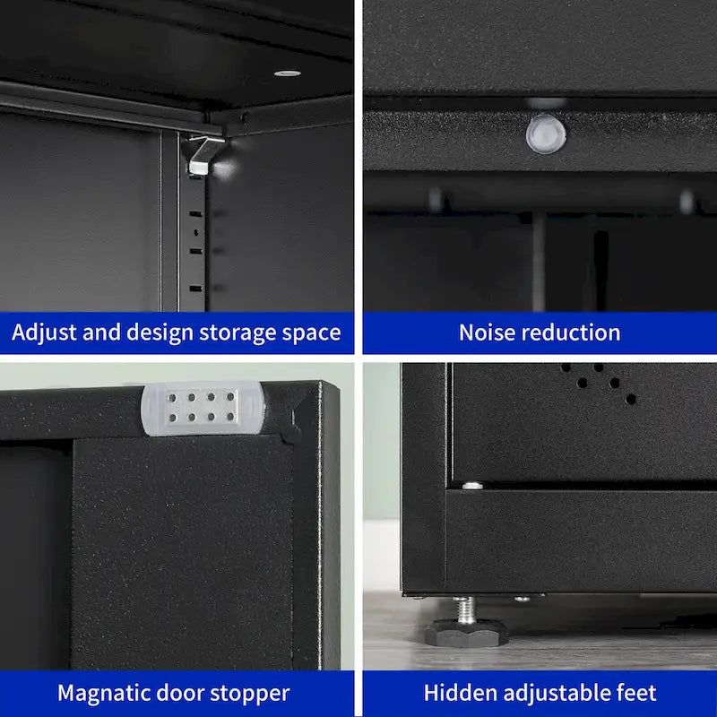 Armoire de rangement métallique blanche à 2 portes avec 4 étagères réglables, usage individuel