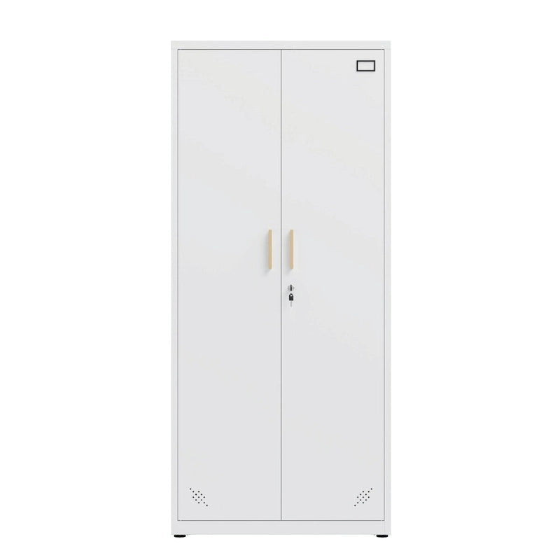 Armoire de rangement métallique blanche à 2 portes avec 4 étagères réglables, usage individuel