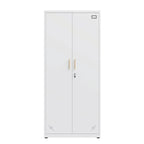 Armoire de rangement métallique blanche à 2 portes avec 4 étagères réglables, usage individuel
