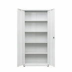 Armoire de rangement métallique blanche à 2 portes avec 4 étagères réglables, usage individuel
