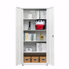 Armoire de rangement métallique blanche à 2 portes avec 4 étagères réglables, usage individuel