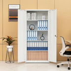 Armoire de rangement métallique blanche à 2 portes avec 4 étagères réglables, usage individuel