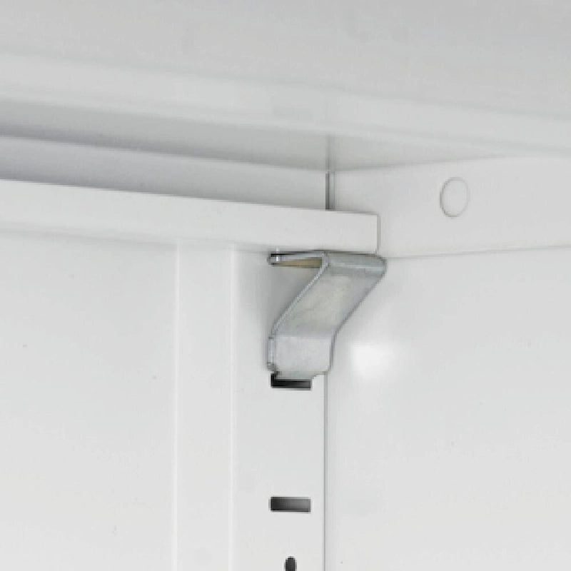 Armoire de rangement métallique blanche à 2 portes avec 4 étagères réglables, usage individuel