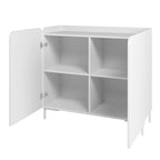 Meuble d'appoint moderne du milieu du siècle à 2 portes, blanc/noir