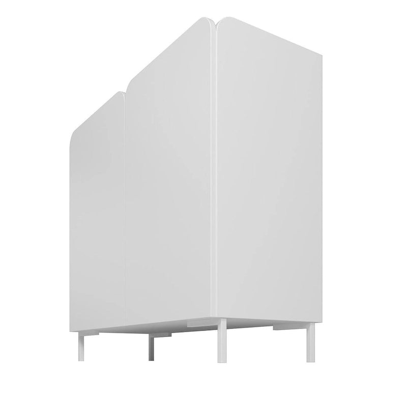 Meuble d'appoint moderne du milieu du siècle à 2 portes, blanc/noir