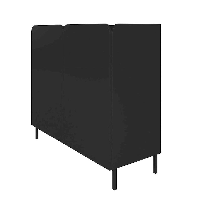 Meuble d'appoint moderne du milieu du siècle à 2 portes, blanc/noir