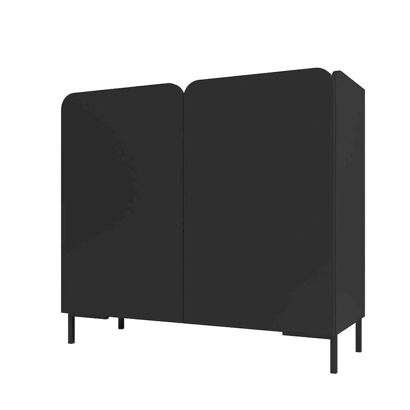 Meuble d'appoint moderne du milieu du siècle à 2 portes, blanc/noir