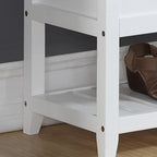 Banc de rangement en similicuir blanc avec étagère à chaussures, simple