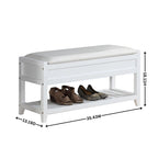 Banc de rangement en similicuir blanc avec étagère à chaussures, simple