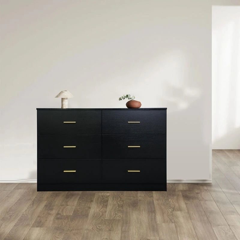 Commode noire 2 colonnes 6 tiroirs pour 1 personne