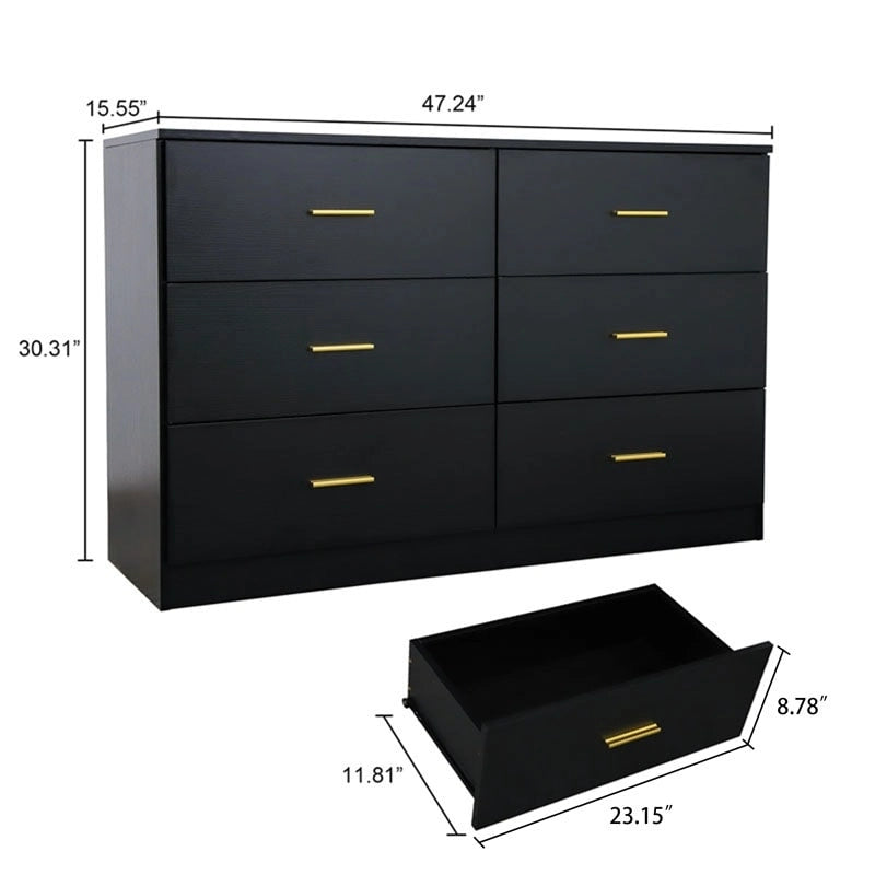 Commode noire 2 colonnes 6 tiroirs pour 1 personne