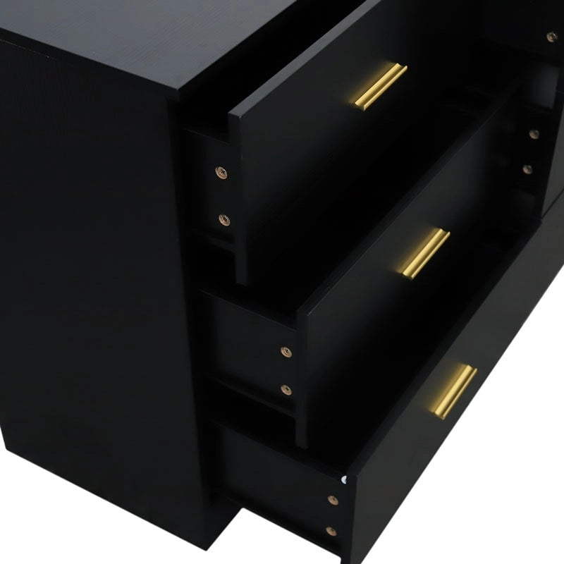 Commode noire 2 colonnes 6 tiroirs pour 1 personne