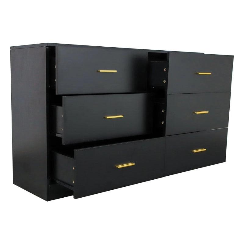 Commode noire 2 colonnes 6 tiroirs pour 1 personne