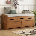 Banc de rangement rustique en bois naturel et bleu marine, 2 tiroirs, 1 à 2 places