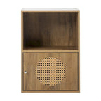 Meuble de rangement bohème naturel à 2 sections avec porte en rotin, 1 personne