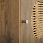 Meuble de rangement bohème naturel à 2 sections avec porte en rotin, 1 personne