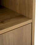 Meuble de rangement bohème naturel à 2 sections avec porte en rotin, 1 personne
