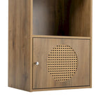 Meuble de rangement bohème naturel à 2 sections avec porte en rotin, 1 personne