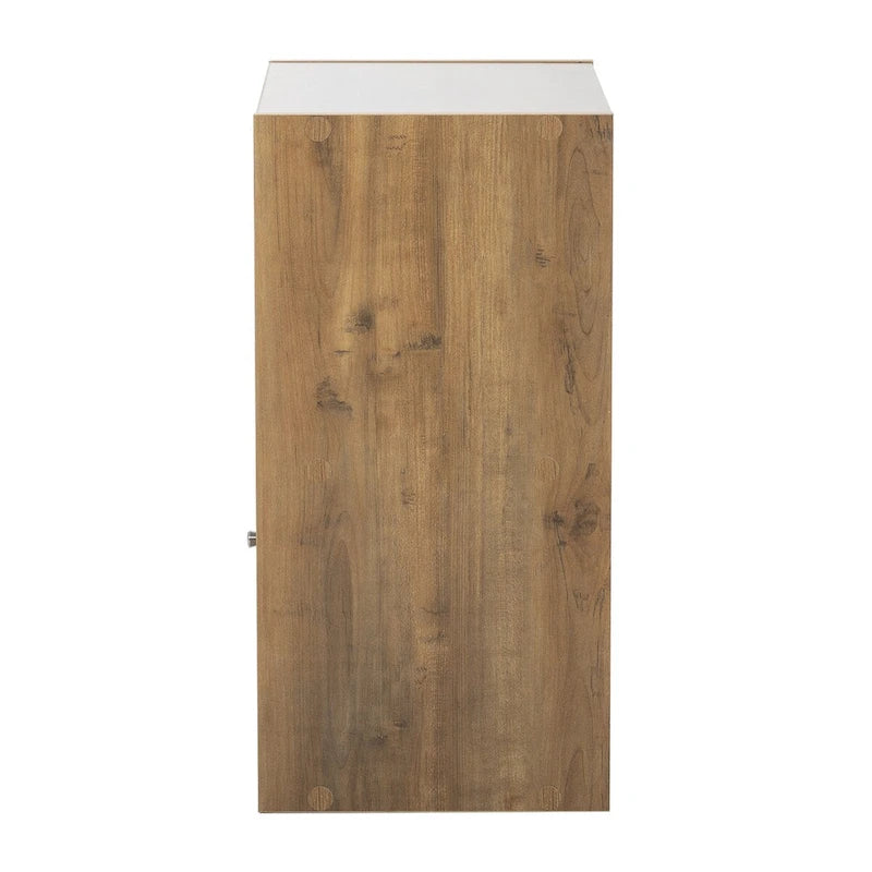 Meuble de rangement bohème naturel à 2 sections avec porte en rotin, 1 personne