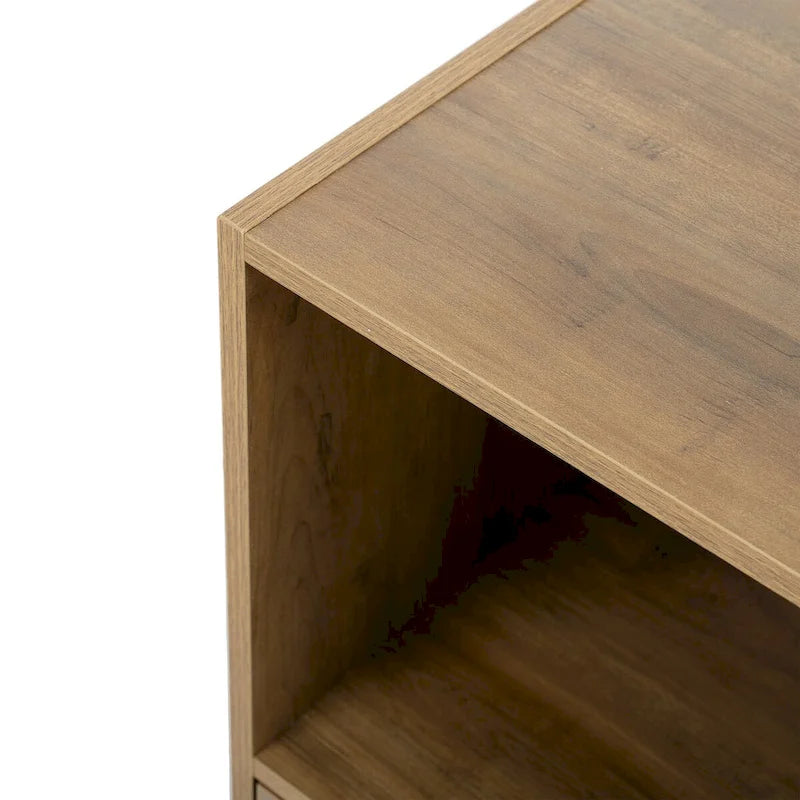 Meuble de rangement bohème naturel à 2 sections avec porte en rotin, 1 personne