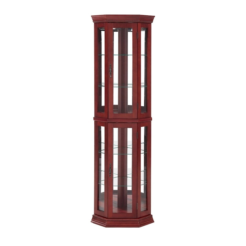 Vitrine d'angle en cerisier/chêne – Vitrine éclairée, accessible à 2 personnes