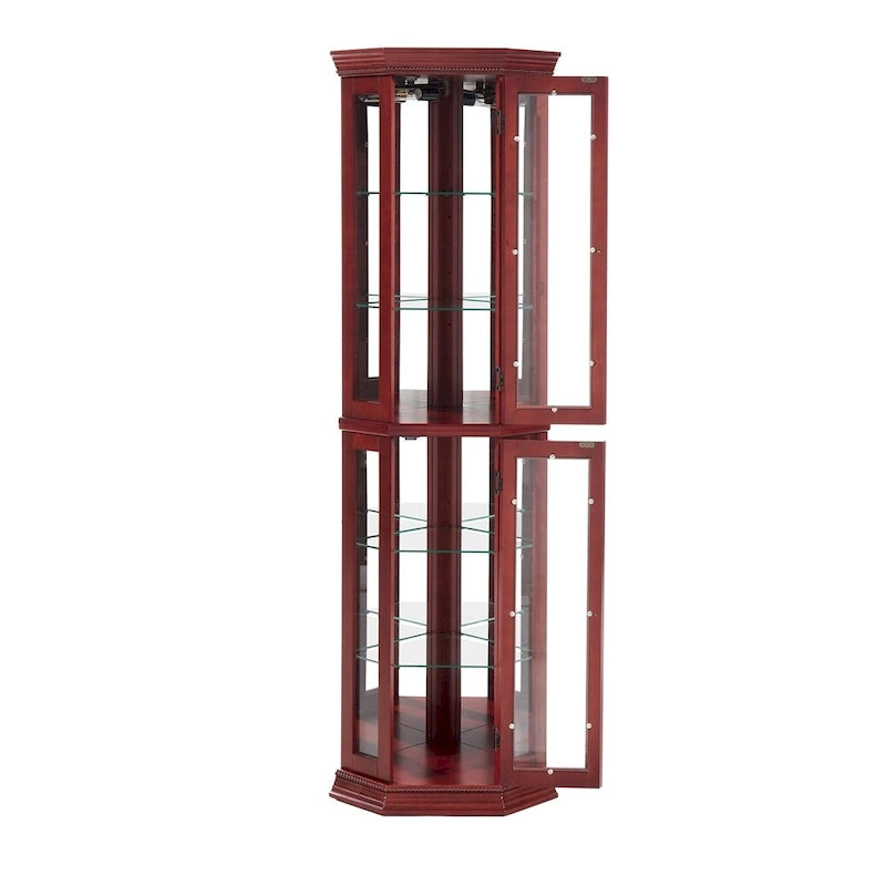 Vitrine d'angle en cerisier/chêne – Vitrine éclairée, accessible à 2 personnes