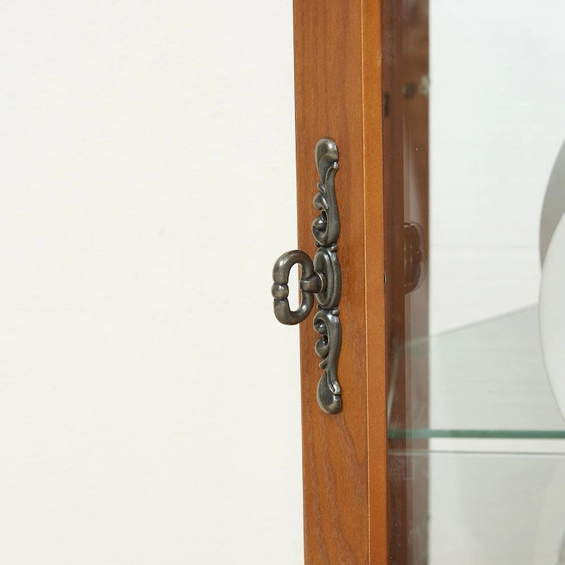 Vitrine d'angle en cerisier/chêne – Vitrine éclairée, accessible à 2 personnes
