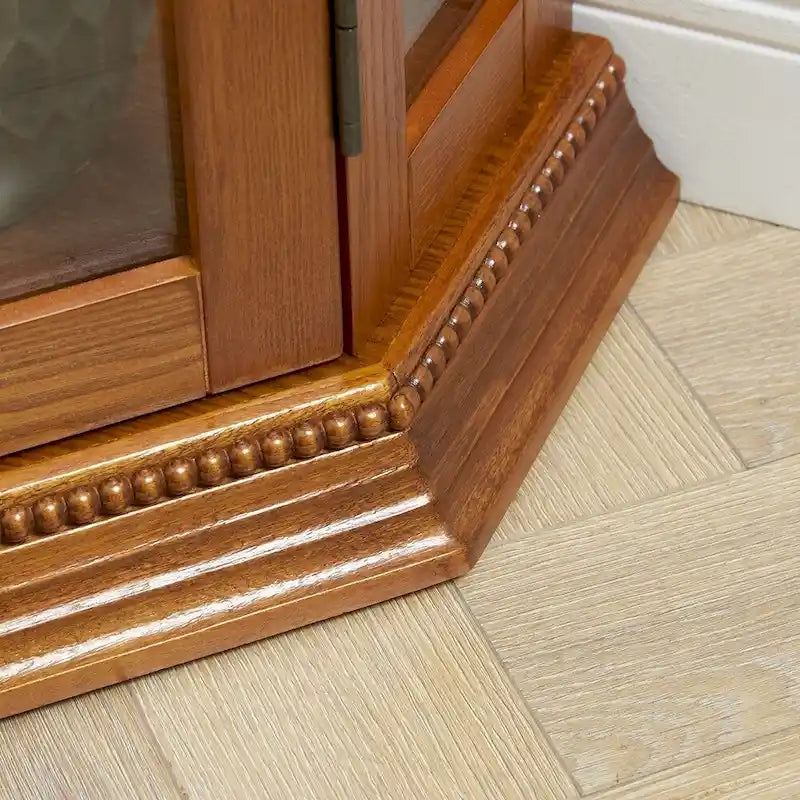 Vitrine d'angle en cerisier/chêne – Vitrine éclairée, accessible à 2 personnes