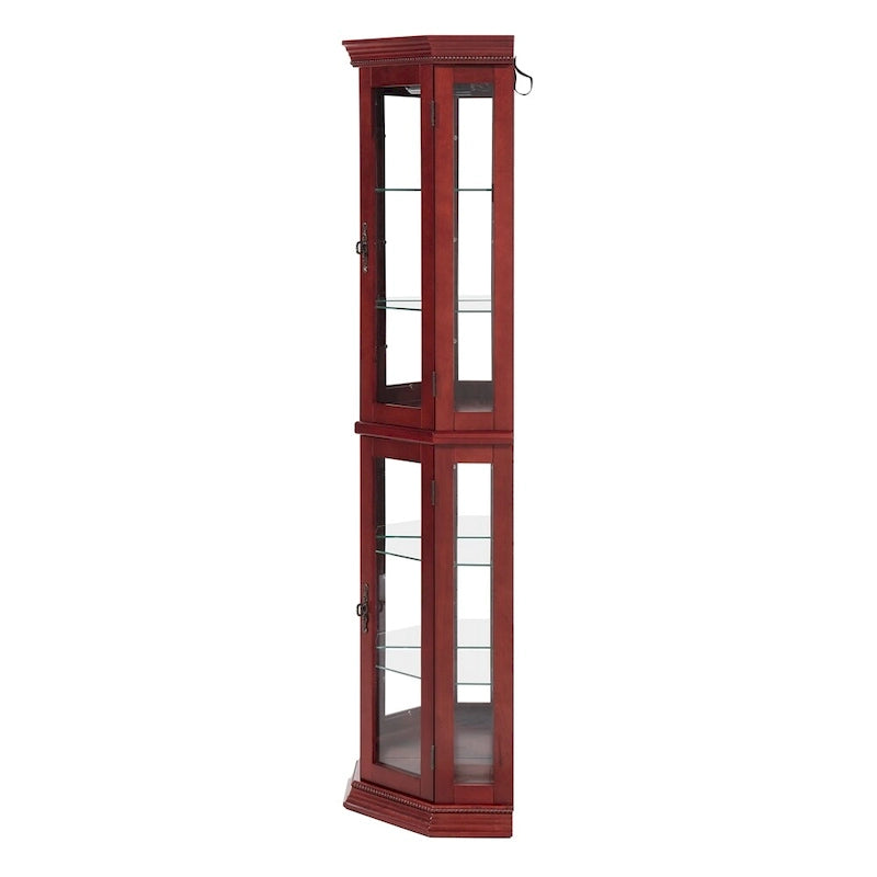 Vitrine d'angle en cerisier/chêne – Vitrine éclairée, accessible à 2 personnes