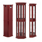 Vitrine d'angle en cerisier/chêne – Vitrine éclairée, accessible à 2 personnes