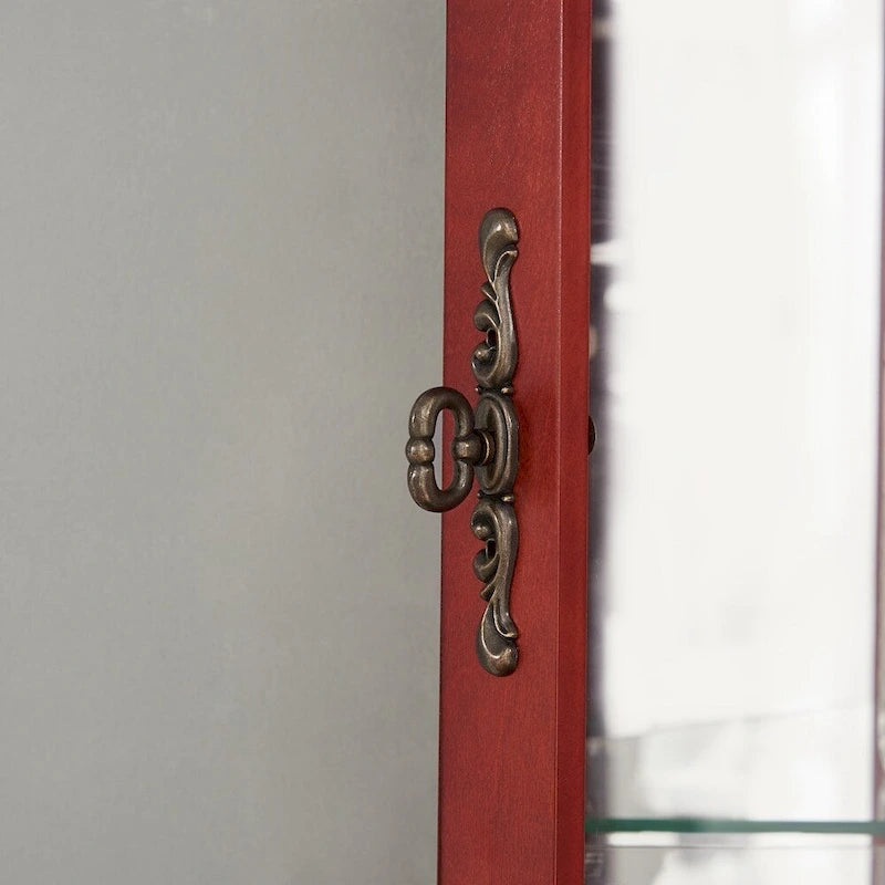 Vitrine d'angle en cerisier/chêne – Vitrine éclairée, accessible à 2 personnes