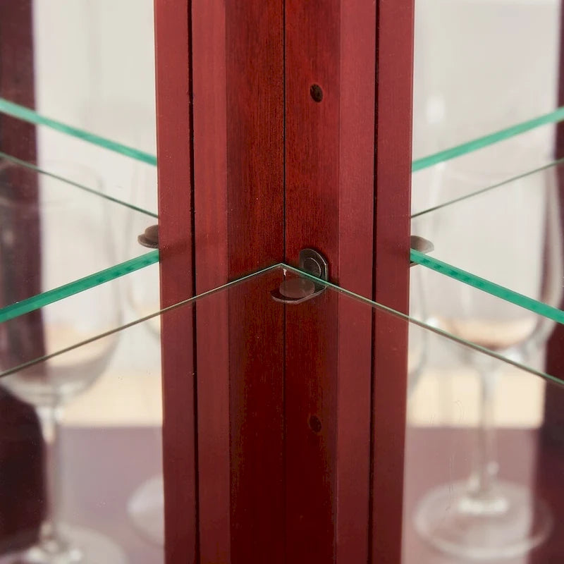 Vitrine d'angle en cerisier/chêne – Vitrine éclairée, accessible à 2 personnes