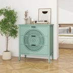 Commode à 3 tiroirs noire / beige / vert clair avec panneau mandala ajouré