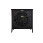 Commode à 3 tiroirs noire / beige / vert clair avec panneau mandala ajouré
