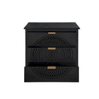 Commode à 3 tiroirs noire / beige / vert clair avec panneau mandala ajouré