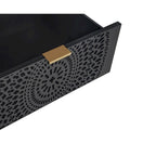 Commode à 3 tiroirs noire / beige / vert clair avec panneau mandala ajouré