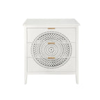 Commode à 3 tiroirs noire / beige / vert clair avec panneau mandala ajouré