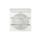 Commode à 3 tiroirs noire / beige / vert clair avec panneau mandala ajouré