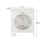 Commode à 3 tiroirs noire / beige / vert clair avec panneau mandala ajouré