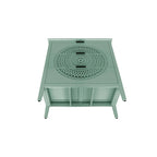 Commode à 3 tiroirs noire / beige / vert clair avec panneau mandala ajouré