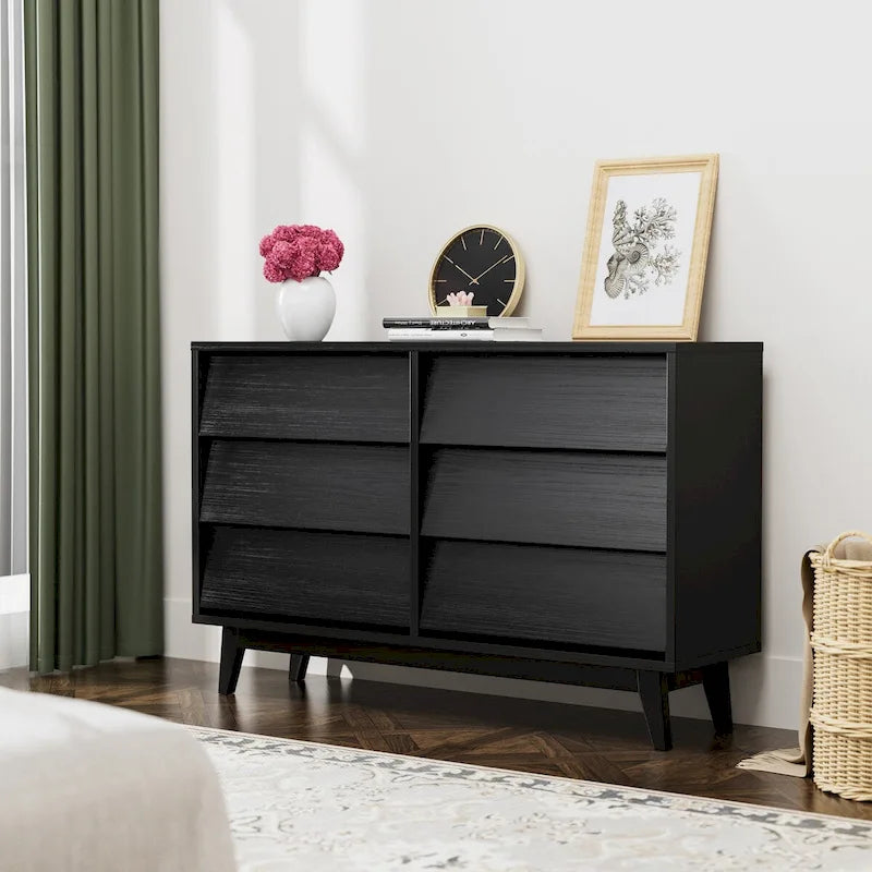 Commode marron/noire à 4 ou 6 tiroirs, style Mid-Century, pour chambre à coucher