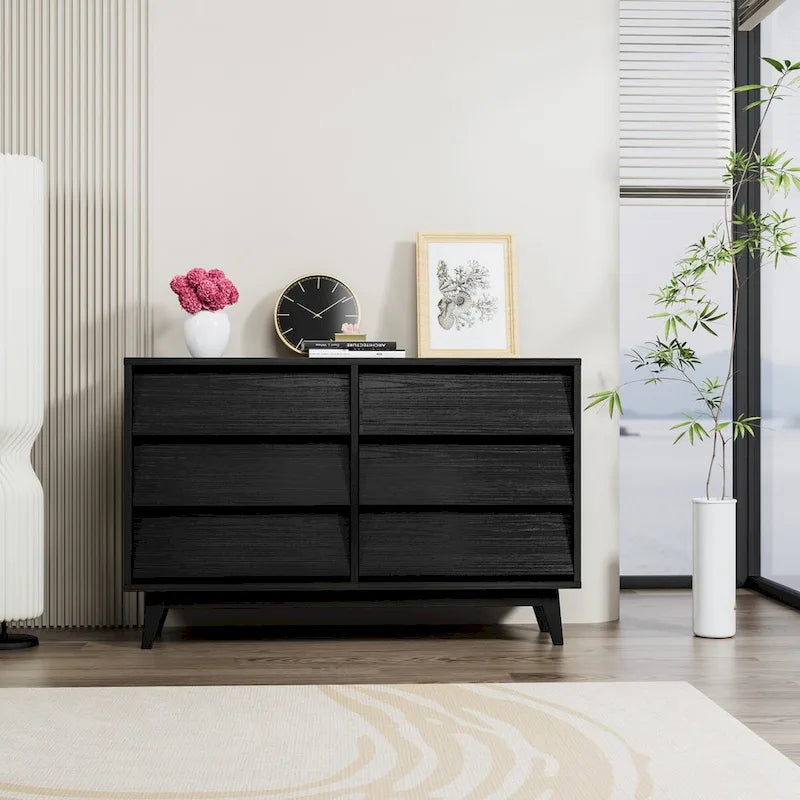 Commode marron/noire à 4 ou 6 tiroirs, style Mid-Century, pour chambre à coucher