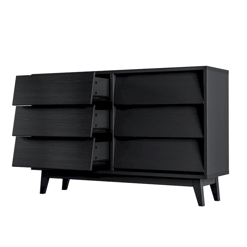 Commode marron/noire à 4 ou 6 tiroirs, style Mid-Century, pour chambre à coucher