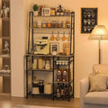 Meuble bar à café marron rustique, plateau en bois, pour une personne – 35,8"P x 15,5"L x 69,2"H