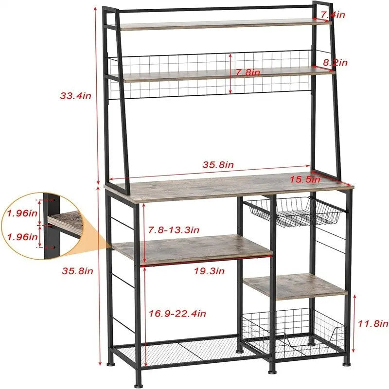 Meuble bar à café marron rustique, plateau en bois, pour une personne – 35,8"P x 15,5"L x 69,2"H