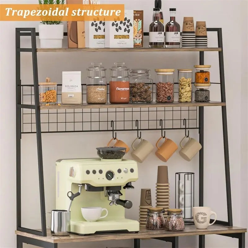 Meuble bar à café marron rustique, plateau en bois, pour une personne – 35,8"P x 15,5"L x 69,2"H