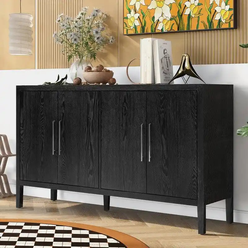 Buffet en bois avec 4 poignées métalliques, 3 couleurs